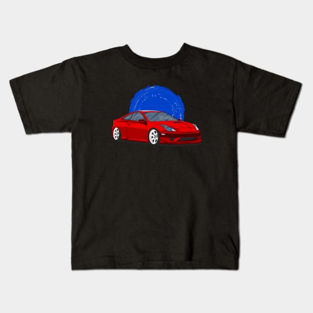 Red Toyota Celica gts Kids T-Shirt by Rebellion Store